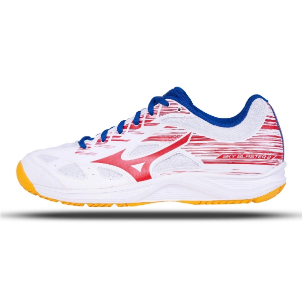 Giày Cầu Lông Mizuno Sky Blaster 2 - Trắng Đỏ Xanh Chính Hãng